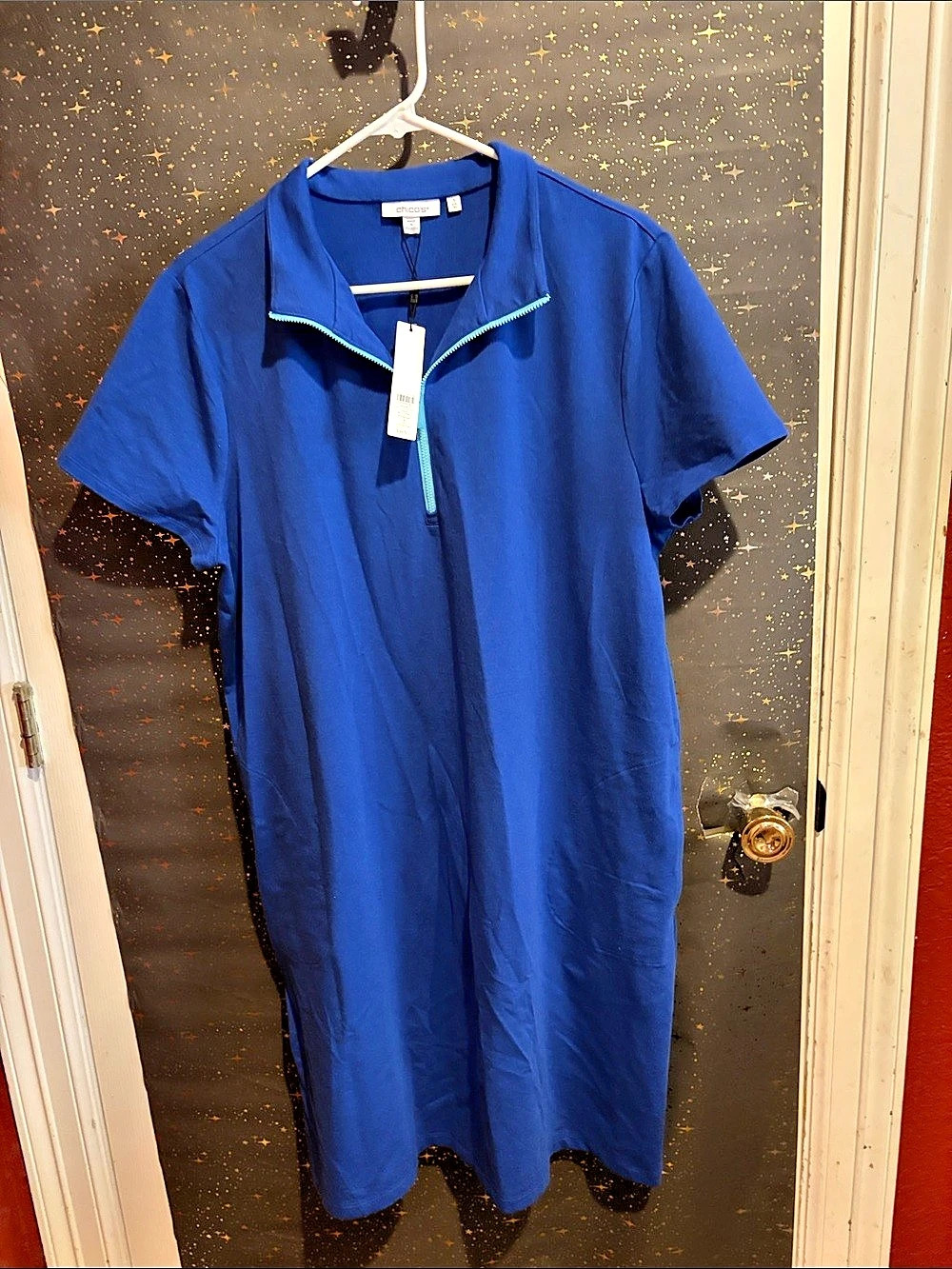Chico’s Zenergy UPF Knit Half Zip Dress Blue (XL)